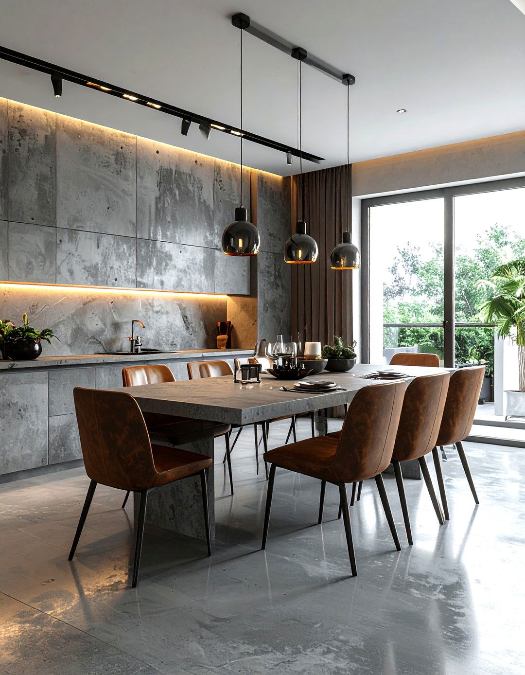 Concrete grey dining room - 30 grey dining room ideas