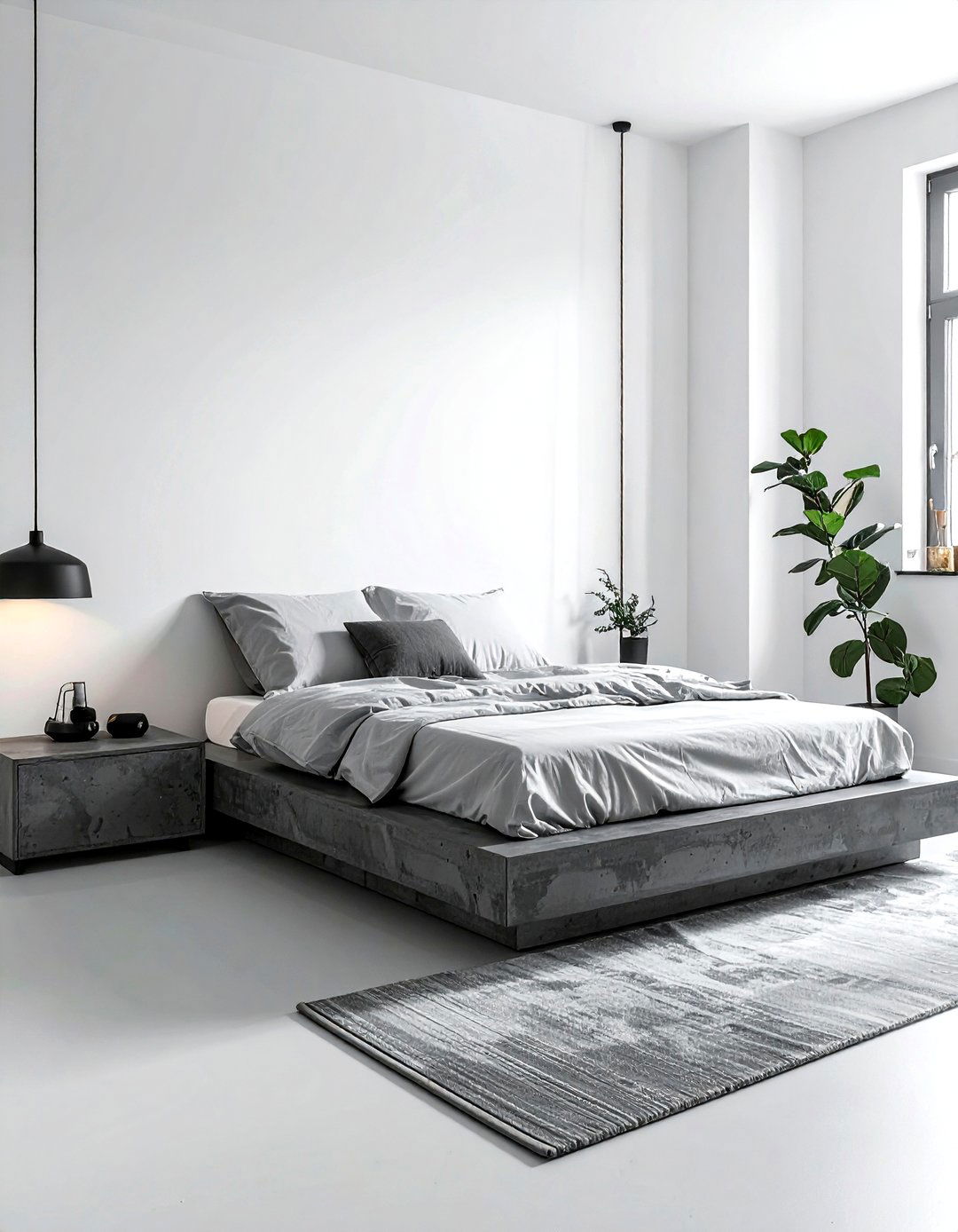 Concrete grey nightstand - 30 grey bedroom furniture ideas