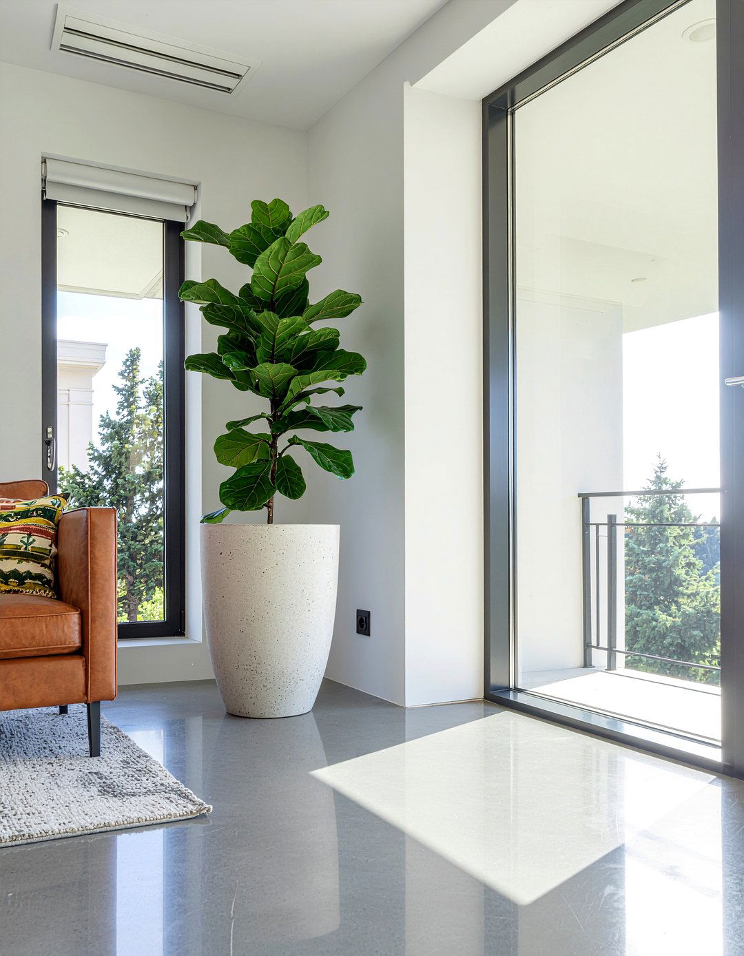 Concrete indoor planter - 30 concrete living room ideas