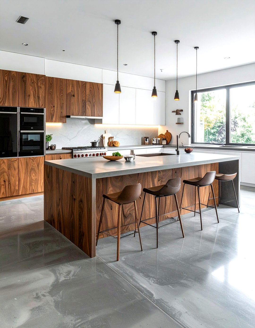 Concrete kitchen flooring - 30 kitchen texture layering ideas