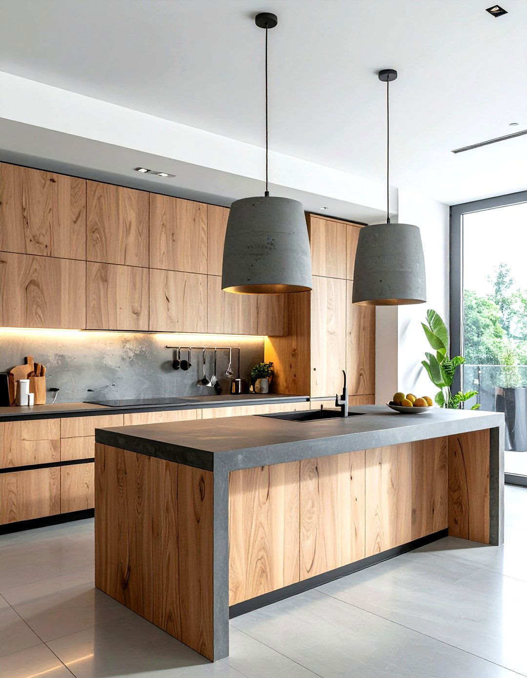 Concrete kitchen pendant light - 30 kitchen lamp ideas