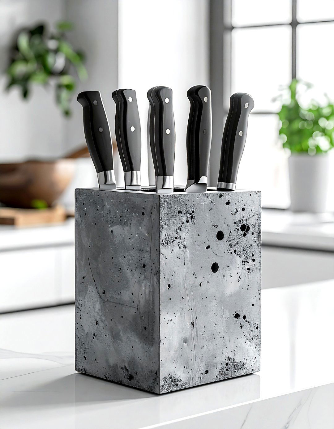 Concrete knife holder - 30 knife block kitchen ideas