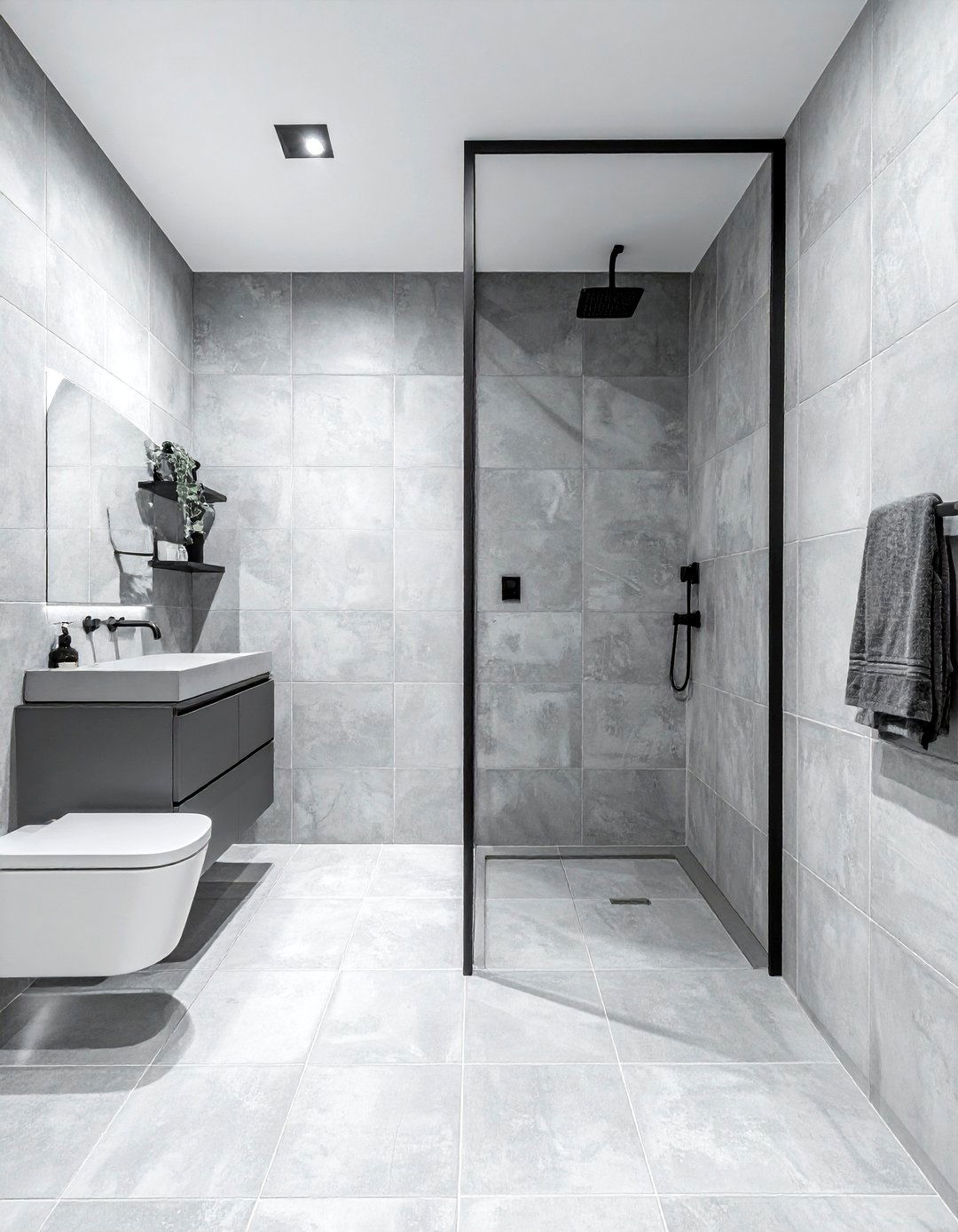 Concrete look ceramic tile bathroom - 30 ceramic tile bathroom ideas