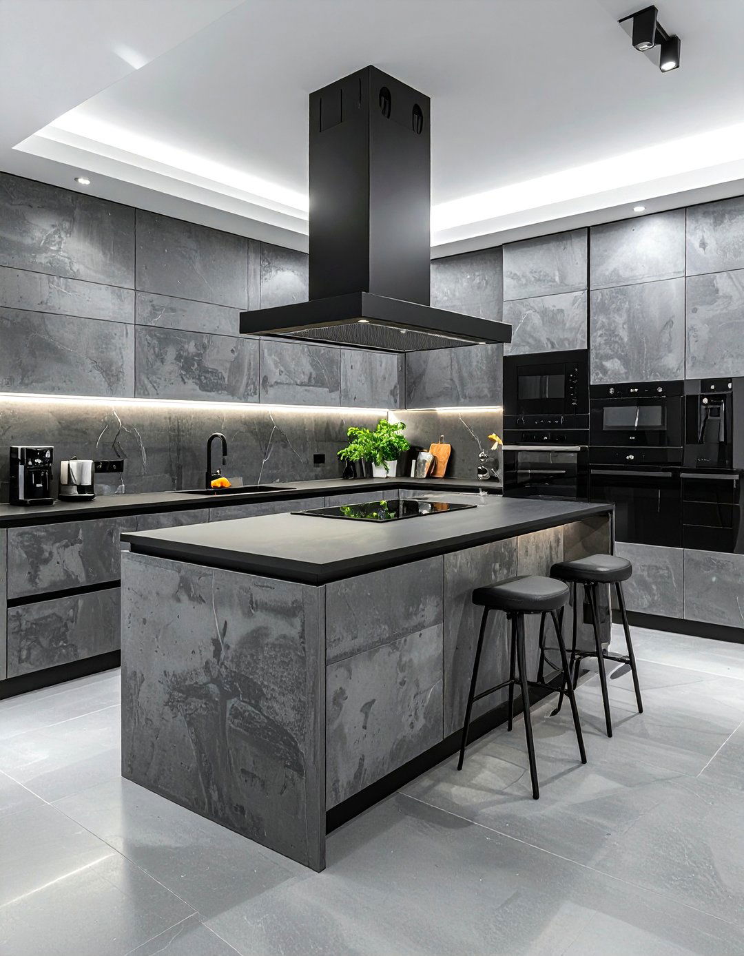 Concrete look gray kitchen - 30 cool gray kitchen ideas