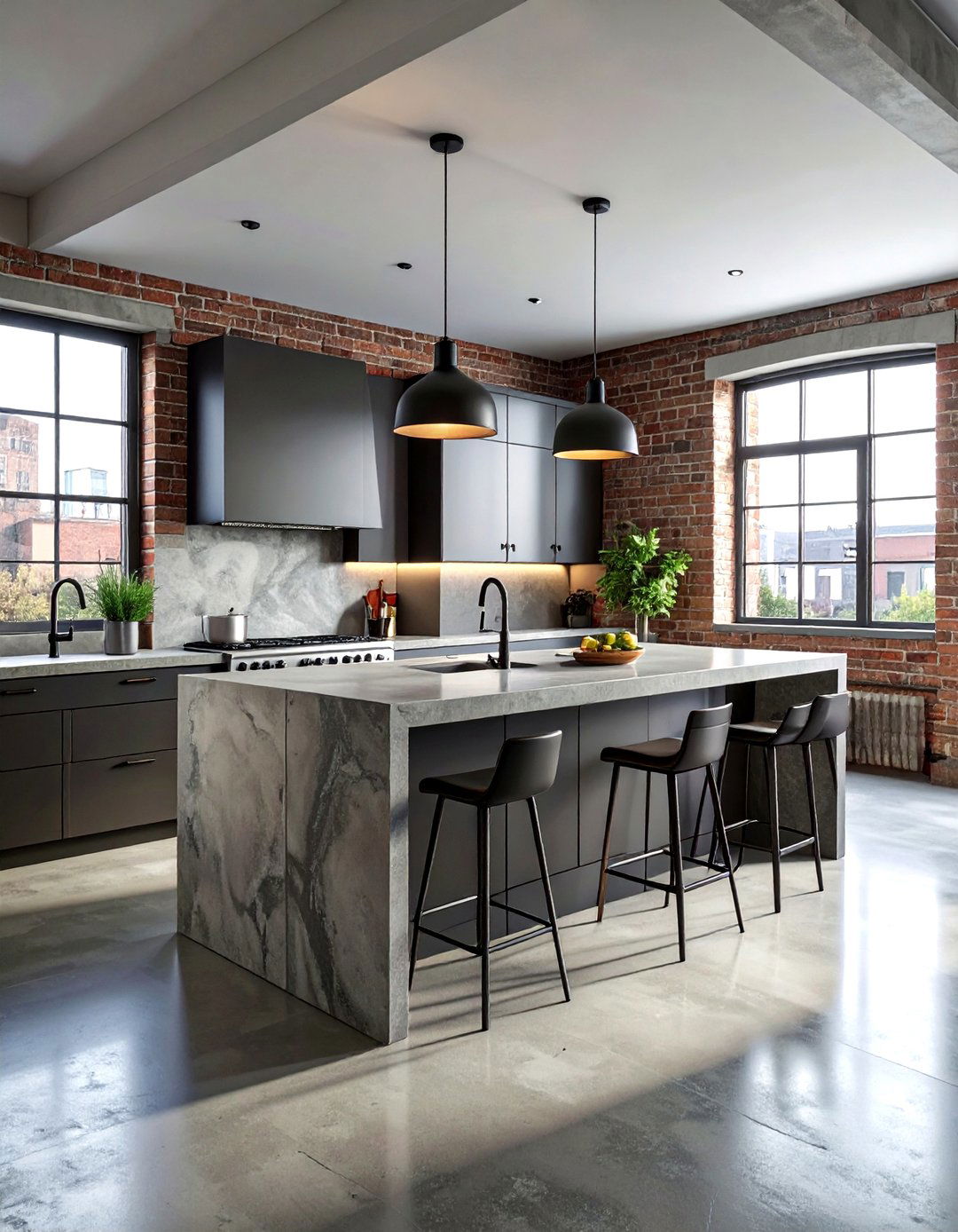 Concrete look kitchen island - 30 Caesarstone kitchen ideas