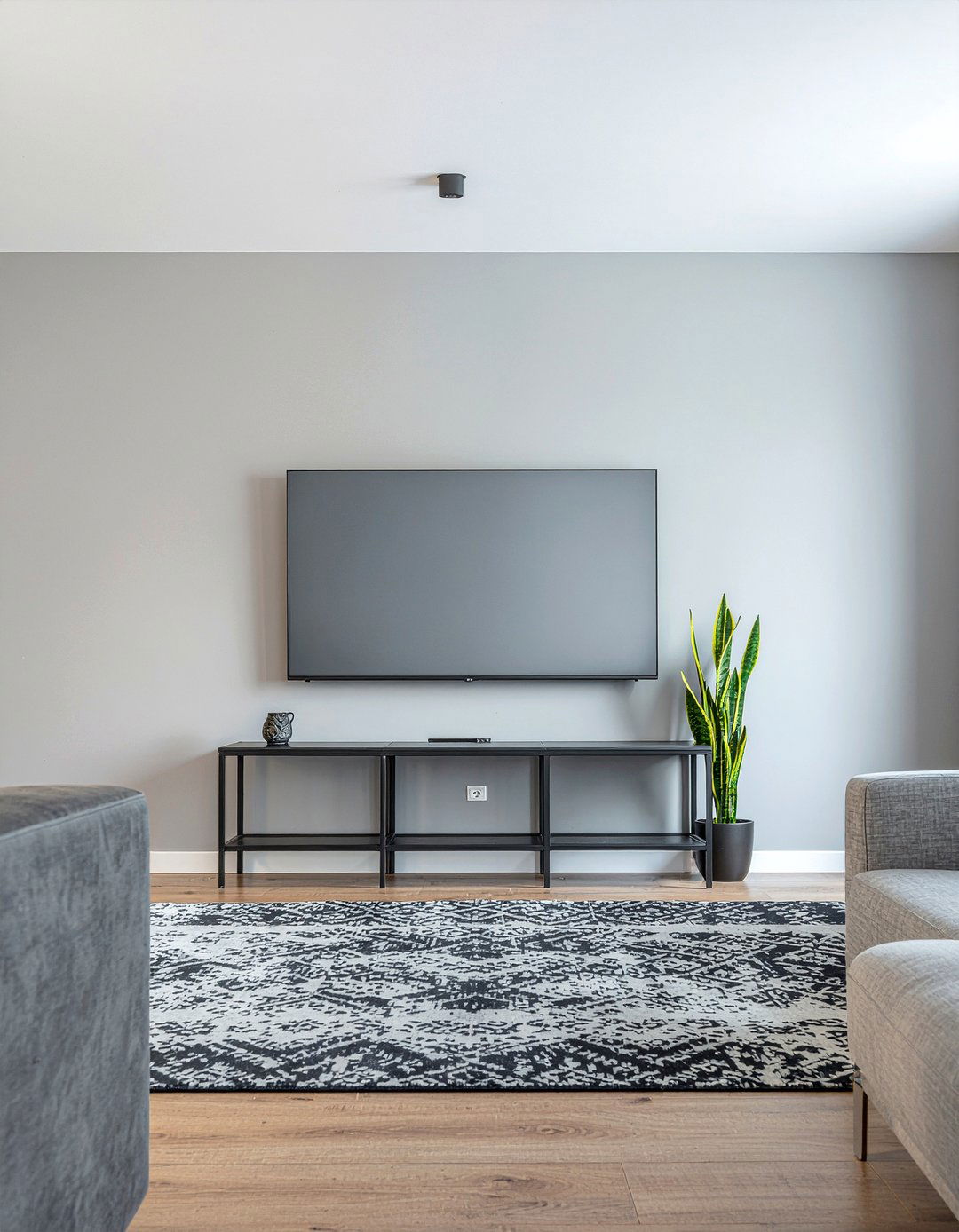 Concrete look modern tv unit - 30 living room tv console ideas