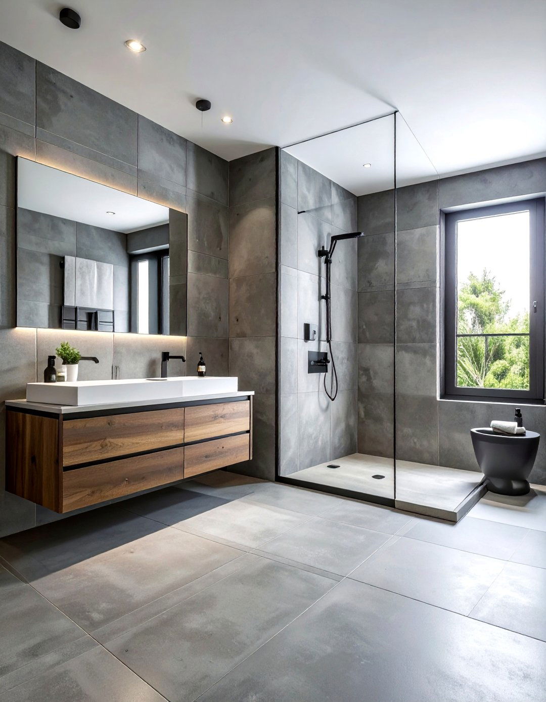 Concrete look porcelain tile bathroom - 30 porcelain tile bathroom ideas