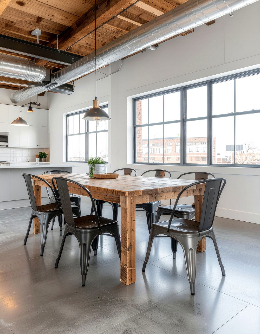 Concrete look tile - 30 dining room tile floor ideas