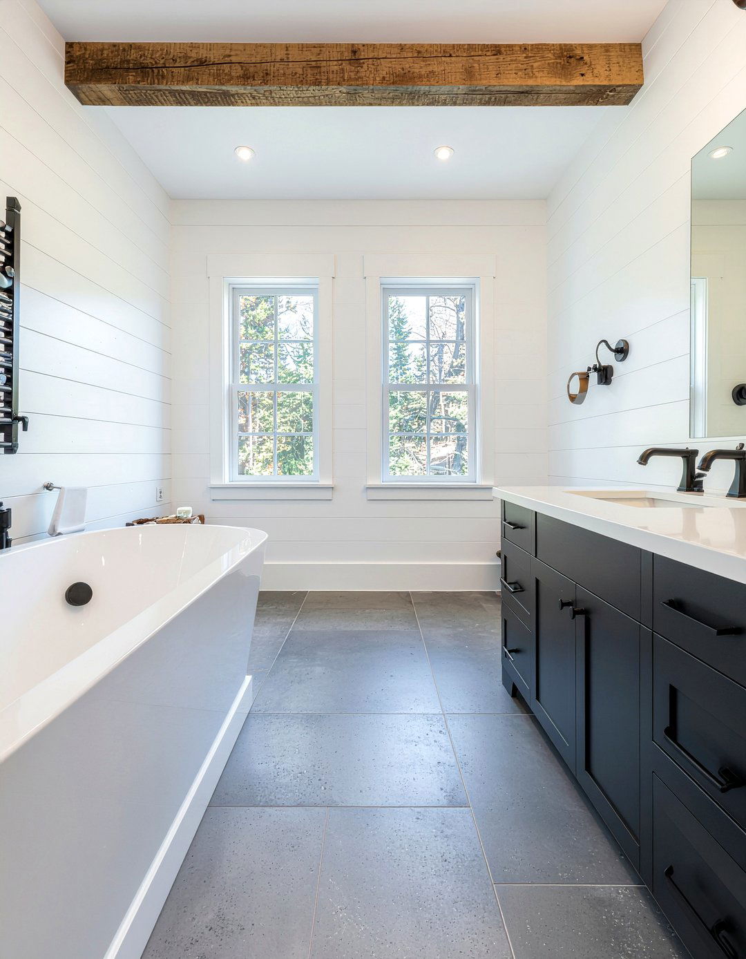 Concrete look tile - 30 bathroom tile ideas