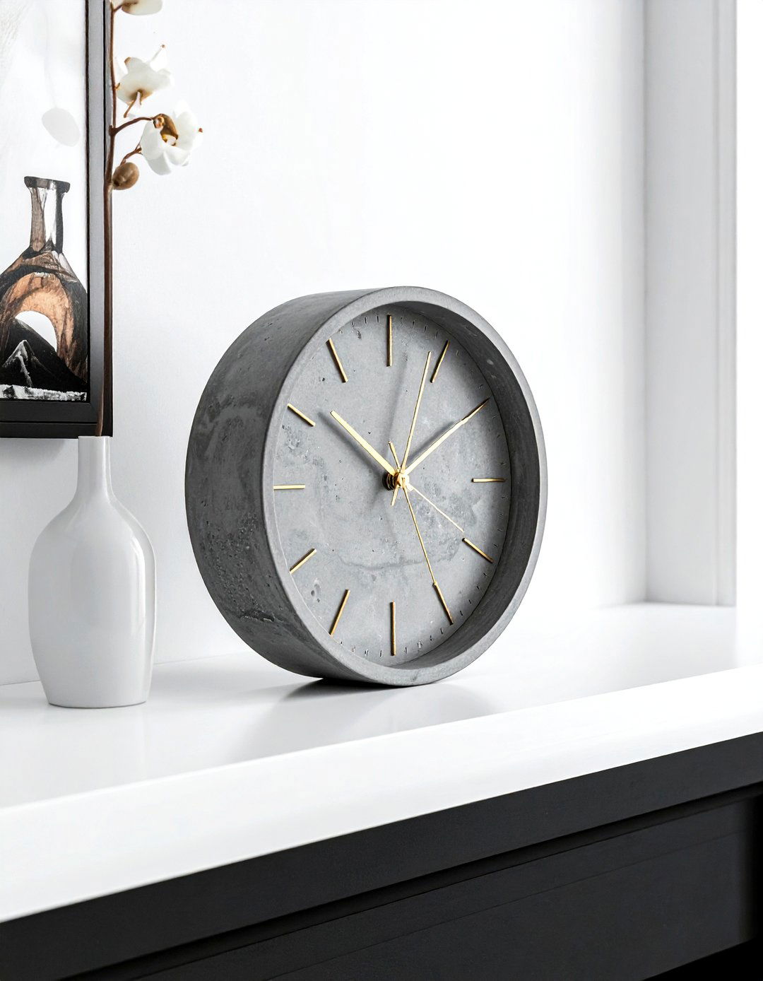 Concrete mantel clock - 30 living room mantel clocks