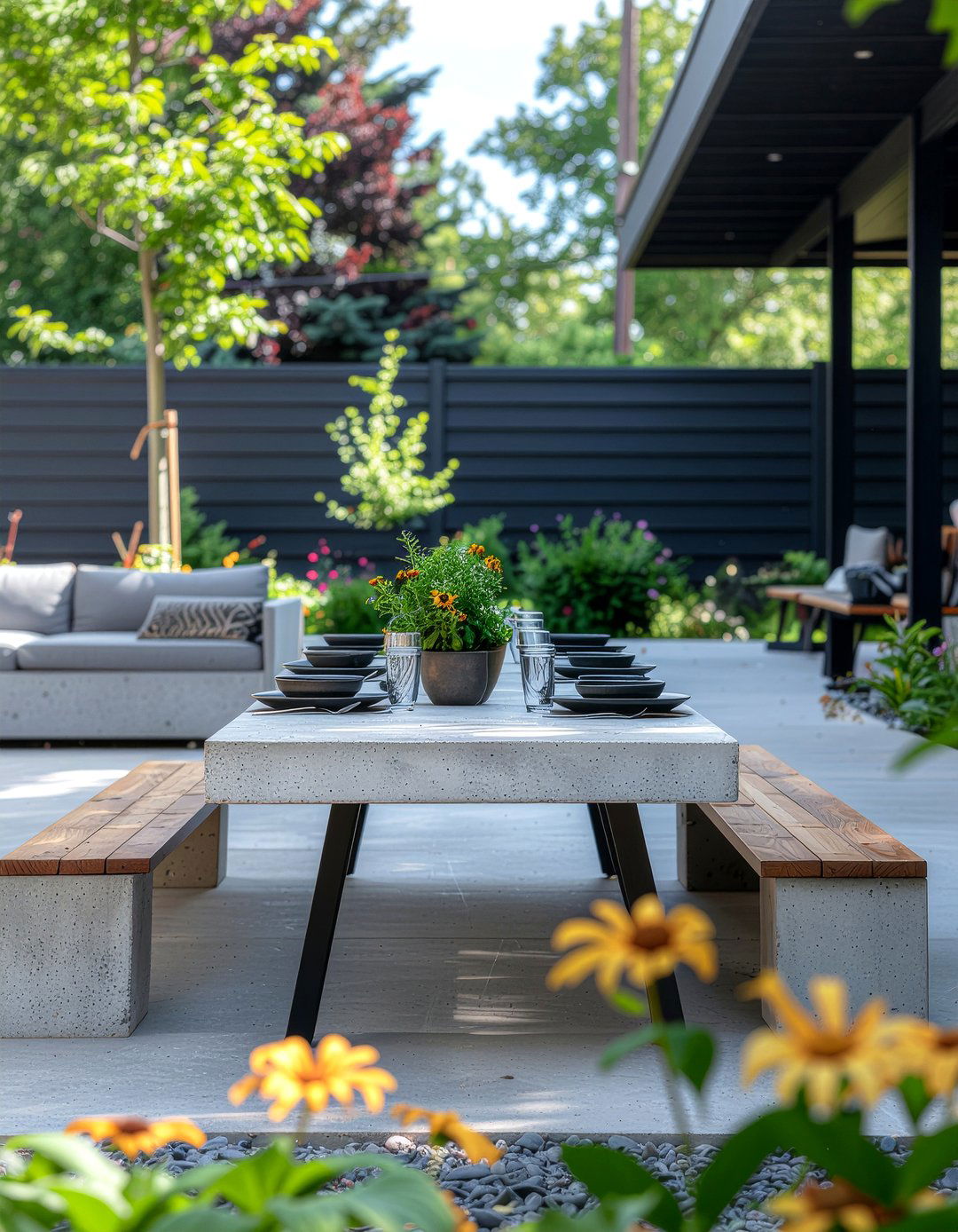 Concrete outdoor dining table - 30 outdoor dining table ideas