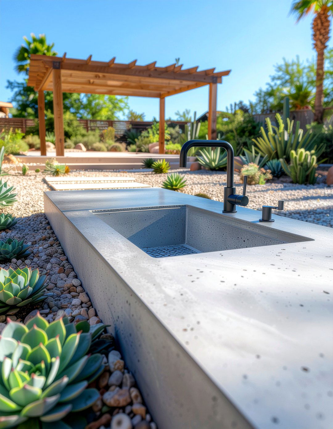 Concrete outdoor sink - 30 outdoor kitchen sink ideas