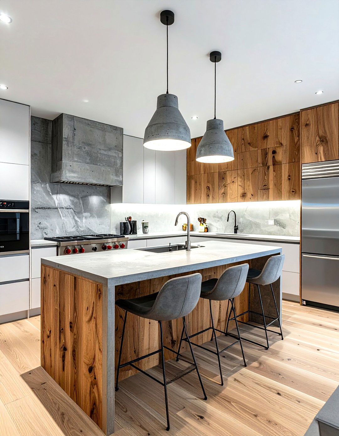 Concrete pendant light - 30 kitchen island pendant ideas