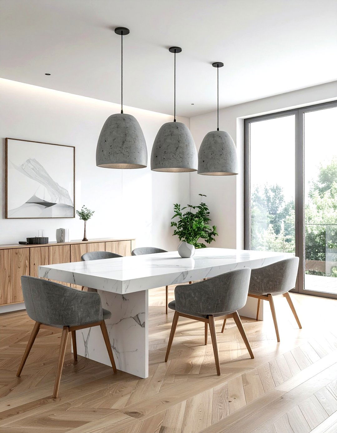 Concrete pendant light dining room - 30 industrial chandelier dining room ideas