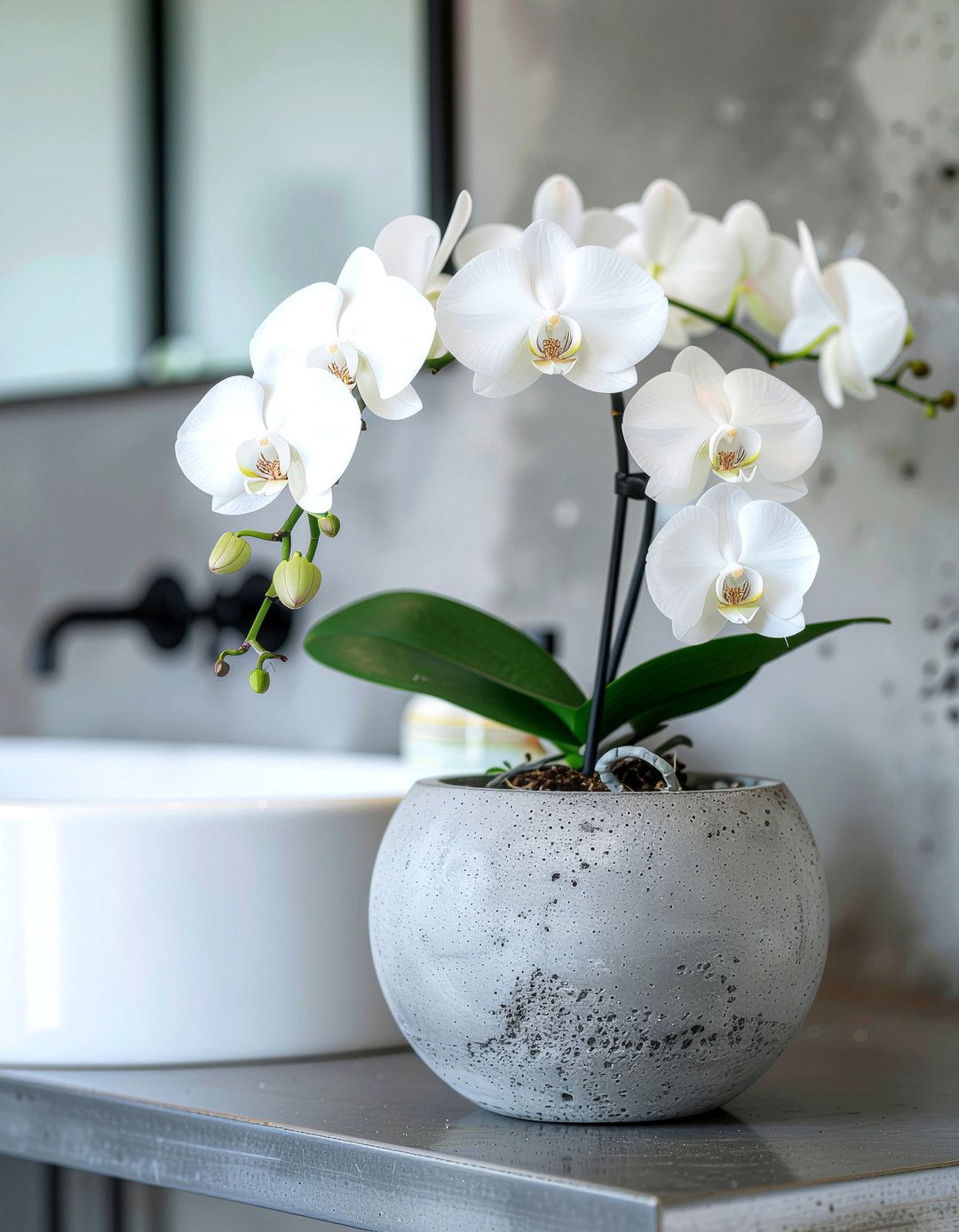 Concrete planter bathroom orchid - 30 bathroom orchid ideas