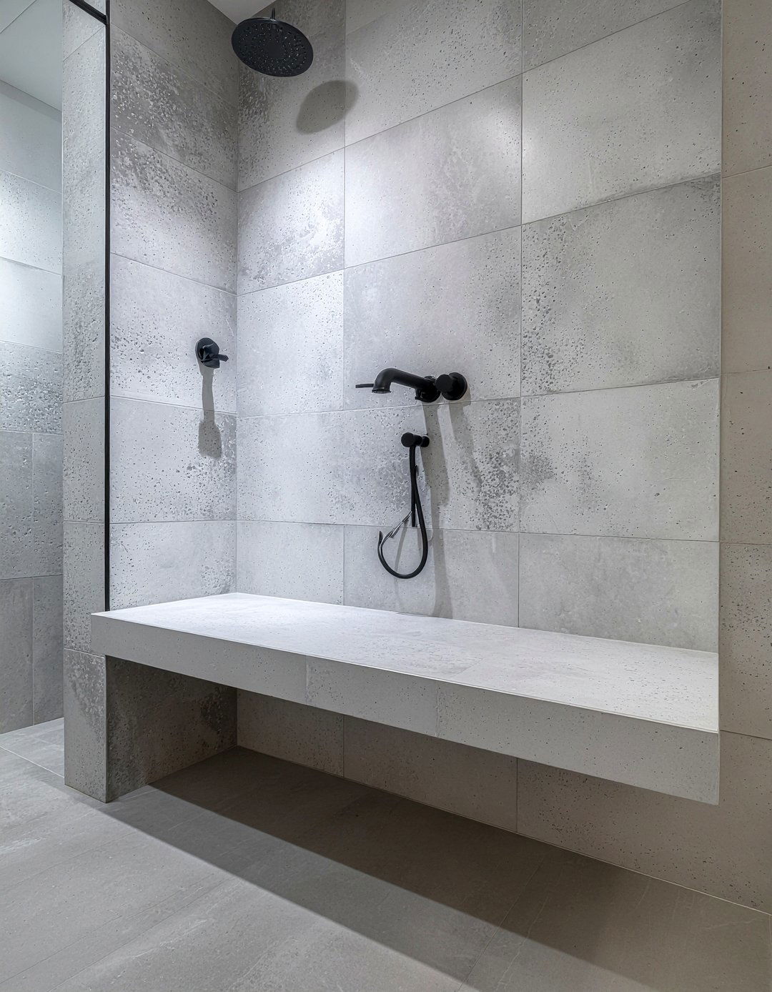 Concrete shower bench - 30 bathroom bench seating ideas