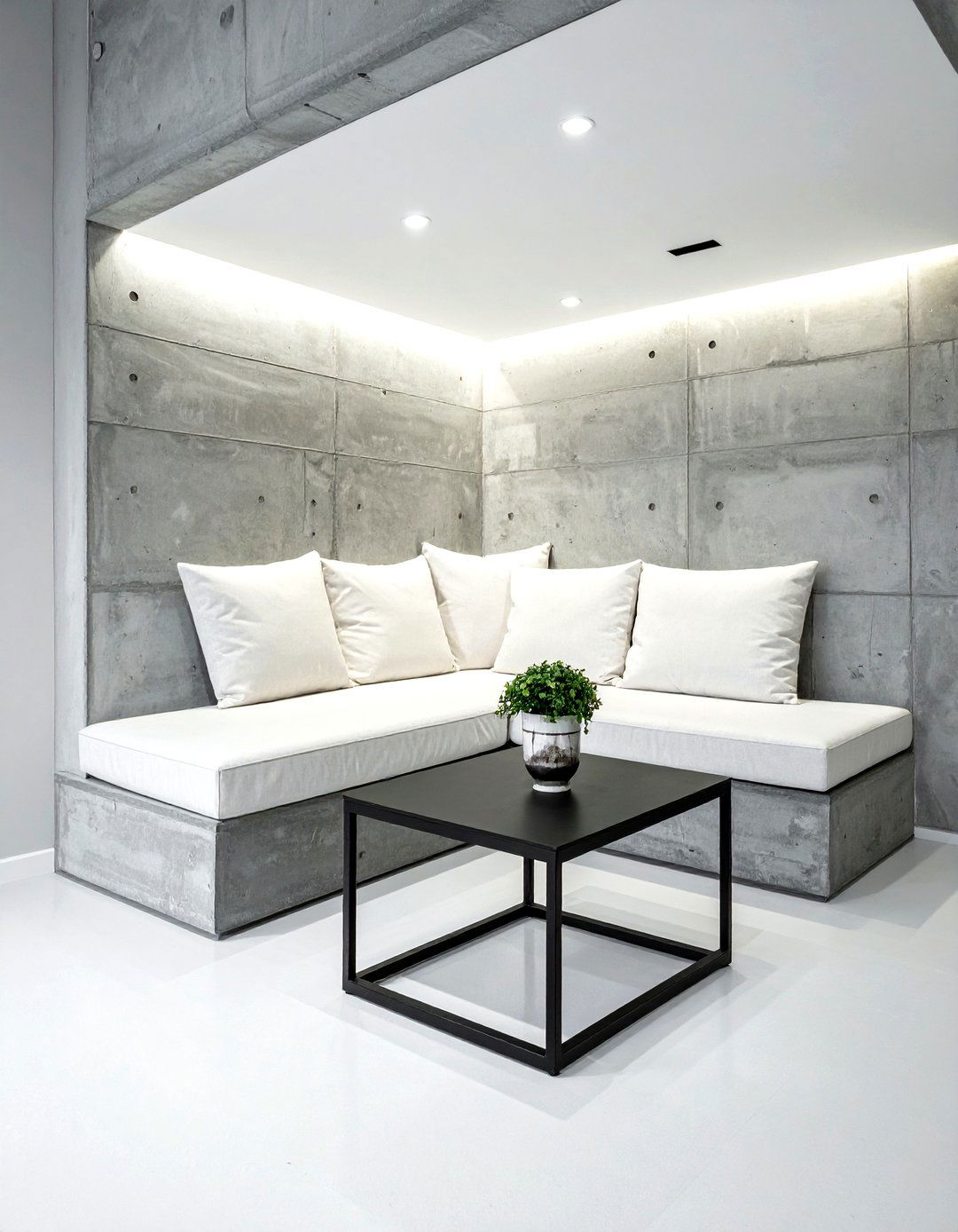 Concrete sunken seating - 30 living room sunken seating ideas