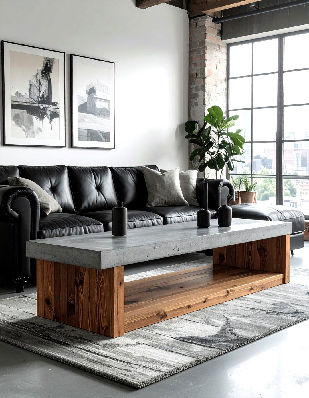 Concrete top console table - 30 living room sofa table ideas