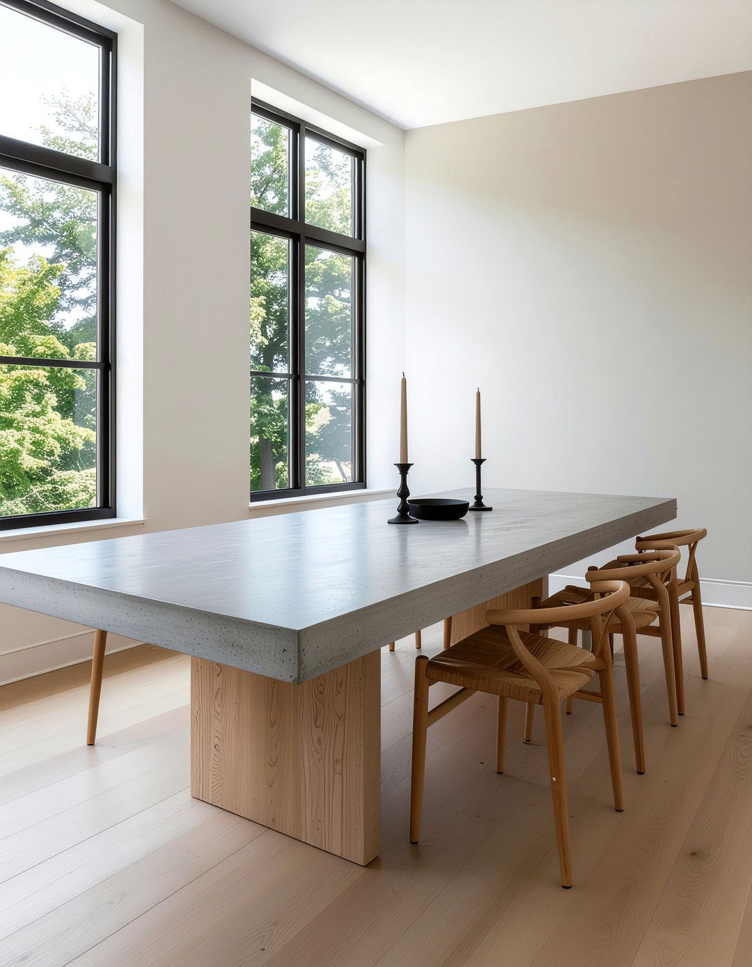 Concrete top dining table - 30 DIY dining table ideas