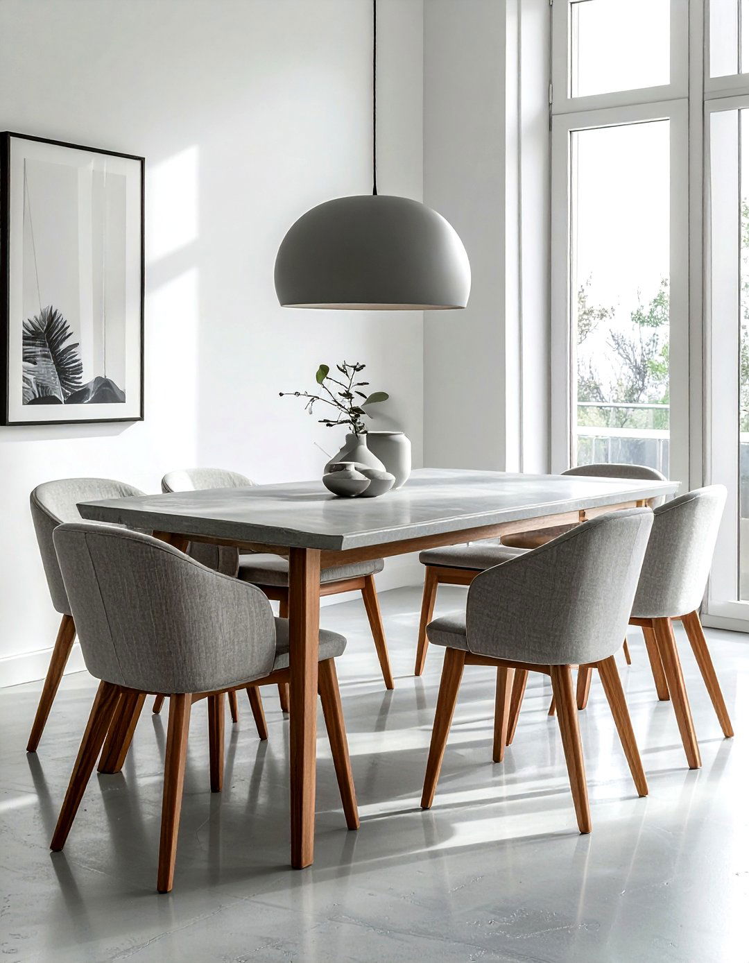 Concrete top dining table - 30 kitchen dining table ideas