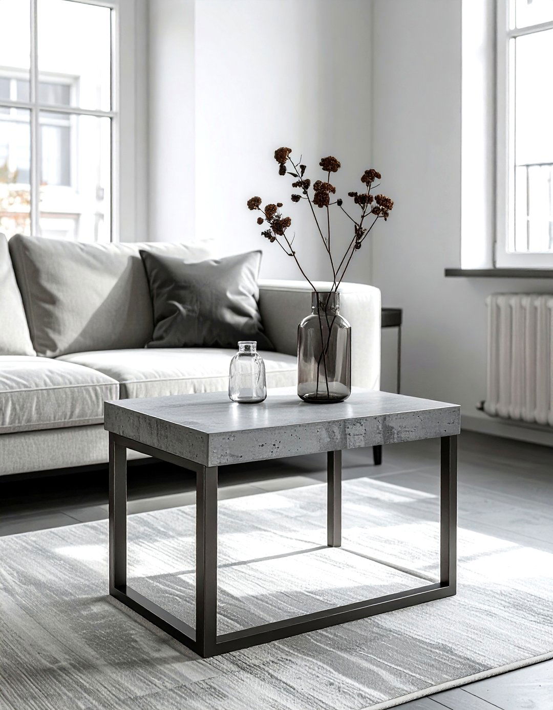 Concrete top side table - 30 living room industrial furniture ideas