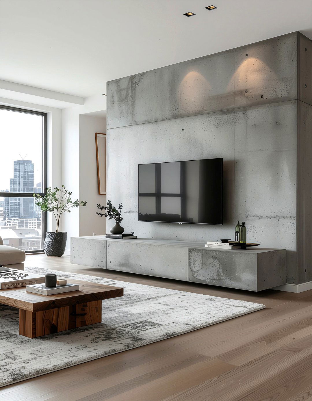 Concrete tv stand - 30 living room tv stand ideas