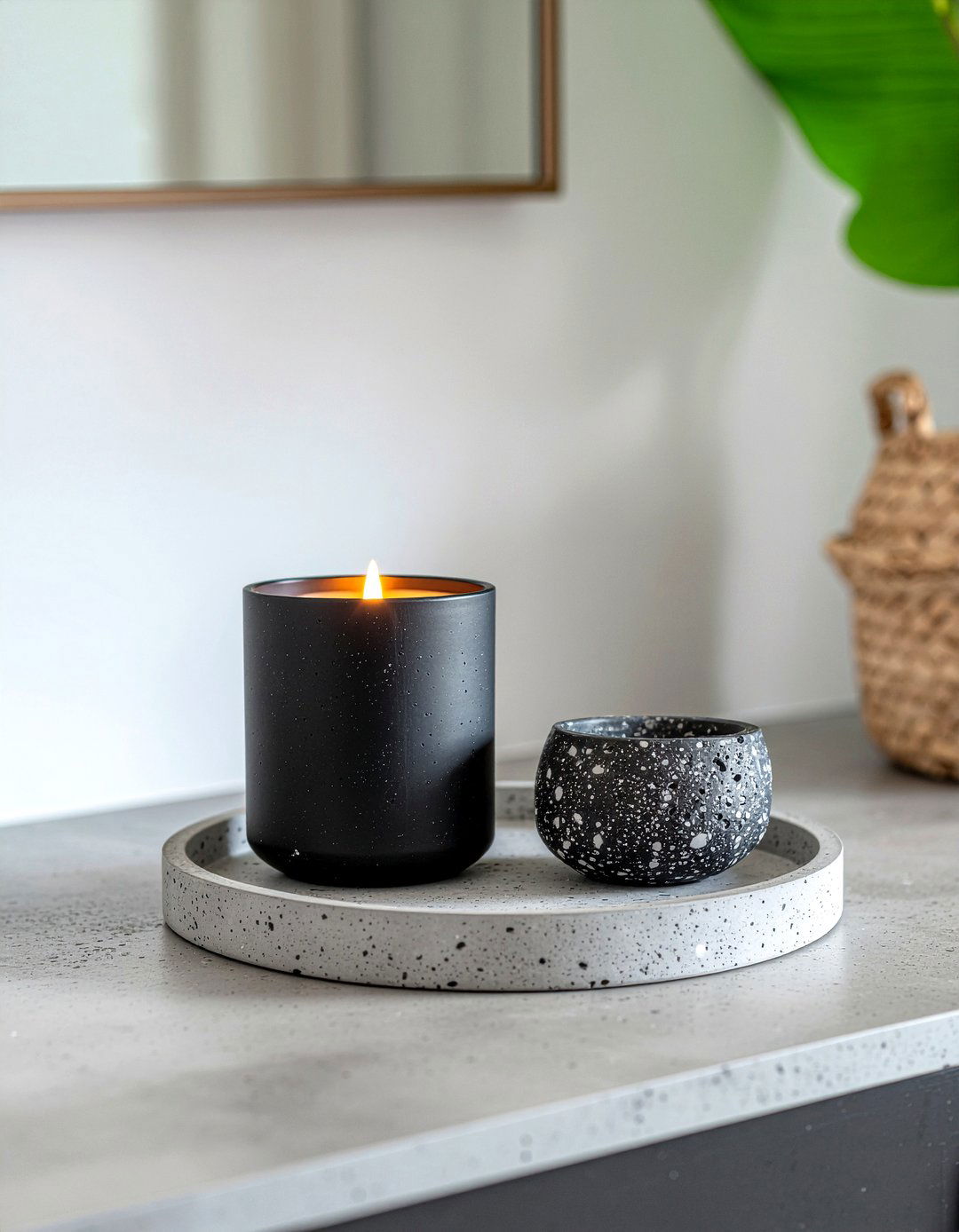 Concrete vanity tray - 30 bathroom countertop styling ideas