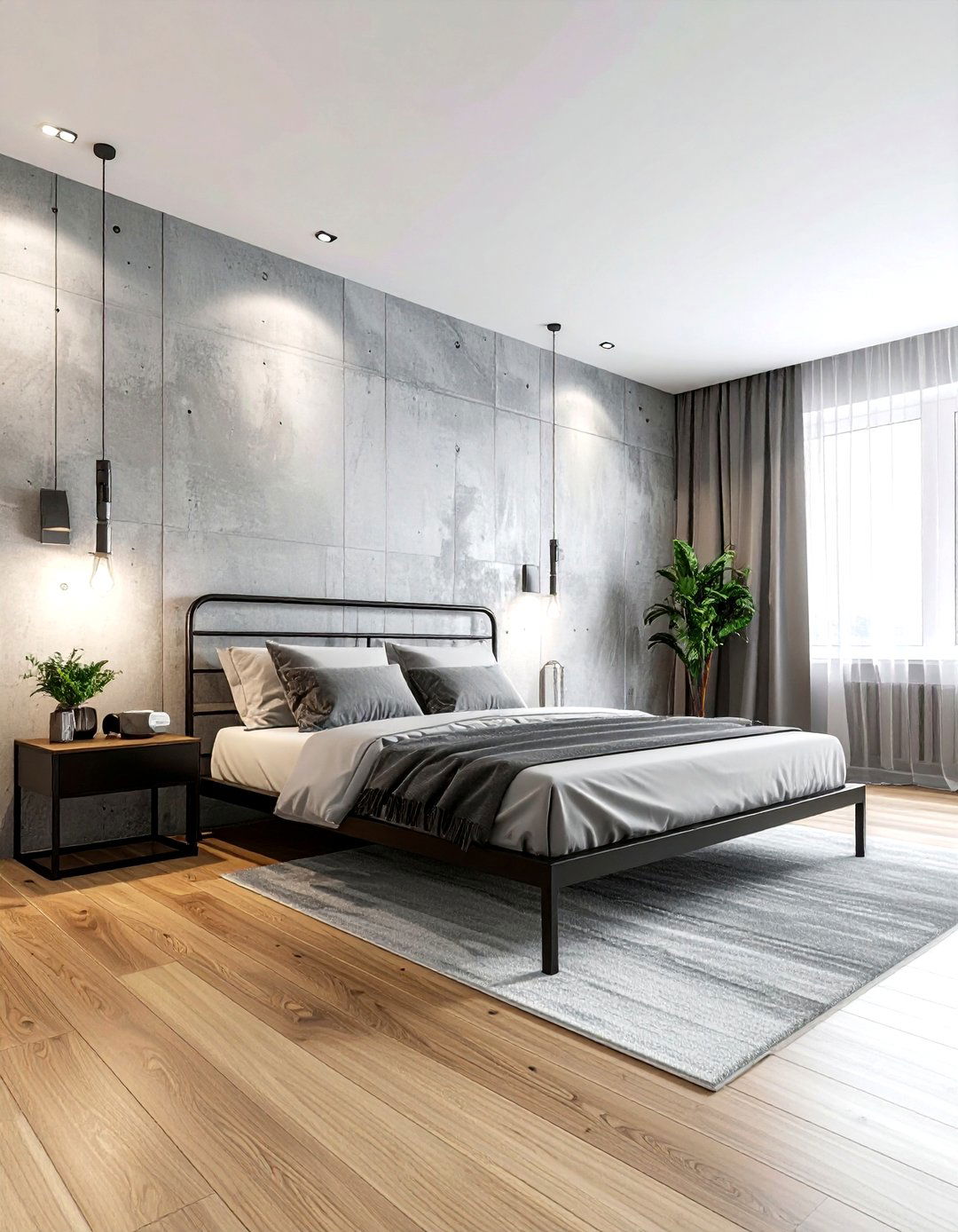 Concrete wall bedroom - 30 masculine bedroom ideas