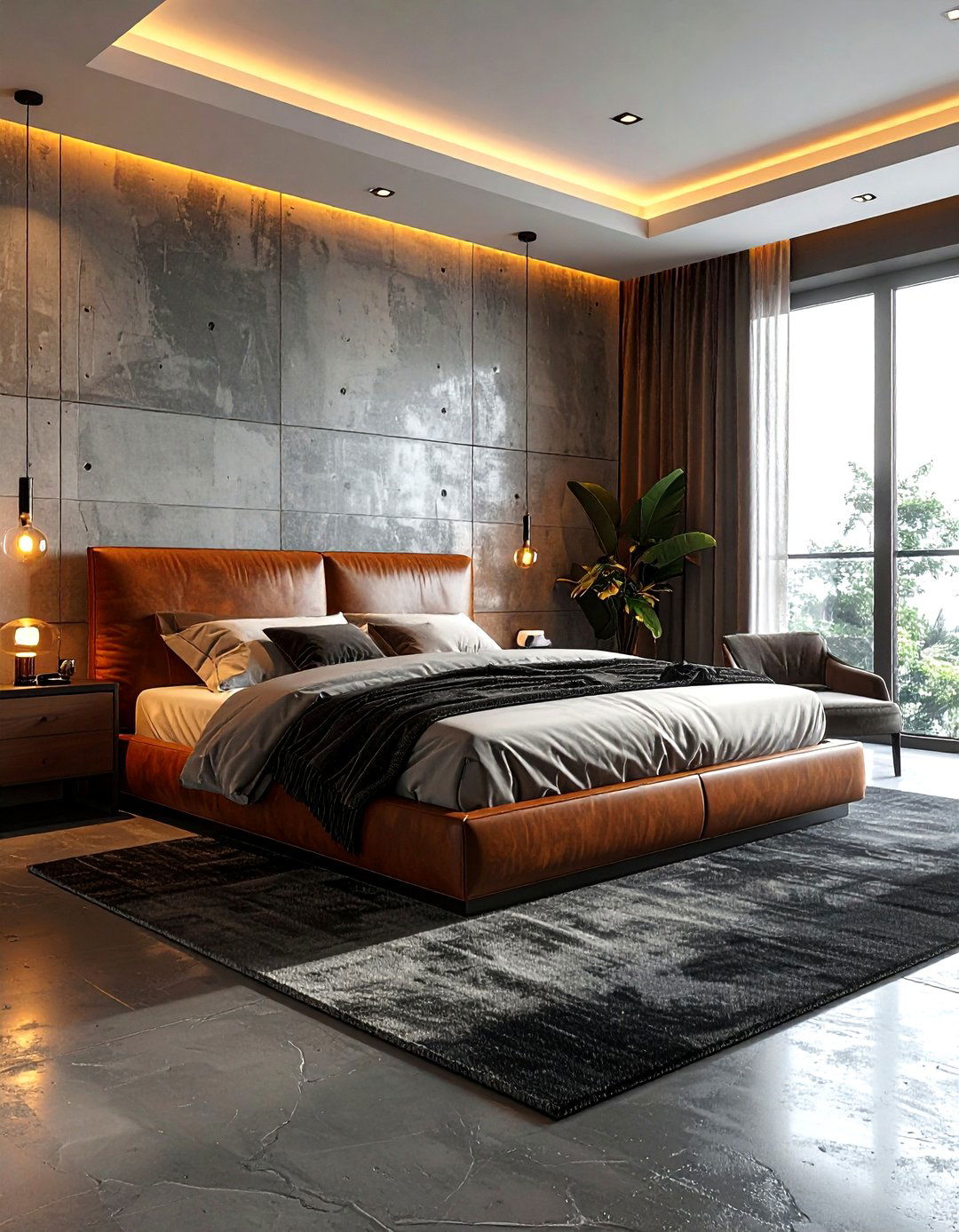 Concrete wall bedroom - 30 gray bedroom decor ideas