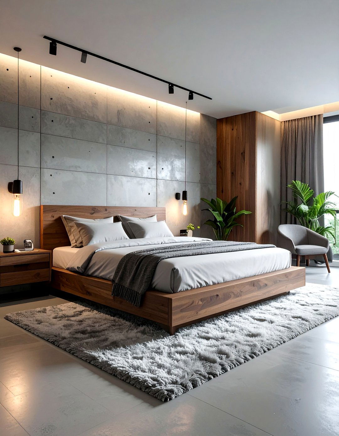 Concrete wall grey bedroom - 30 modern grey bedroom ideas