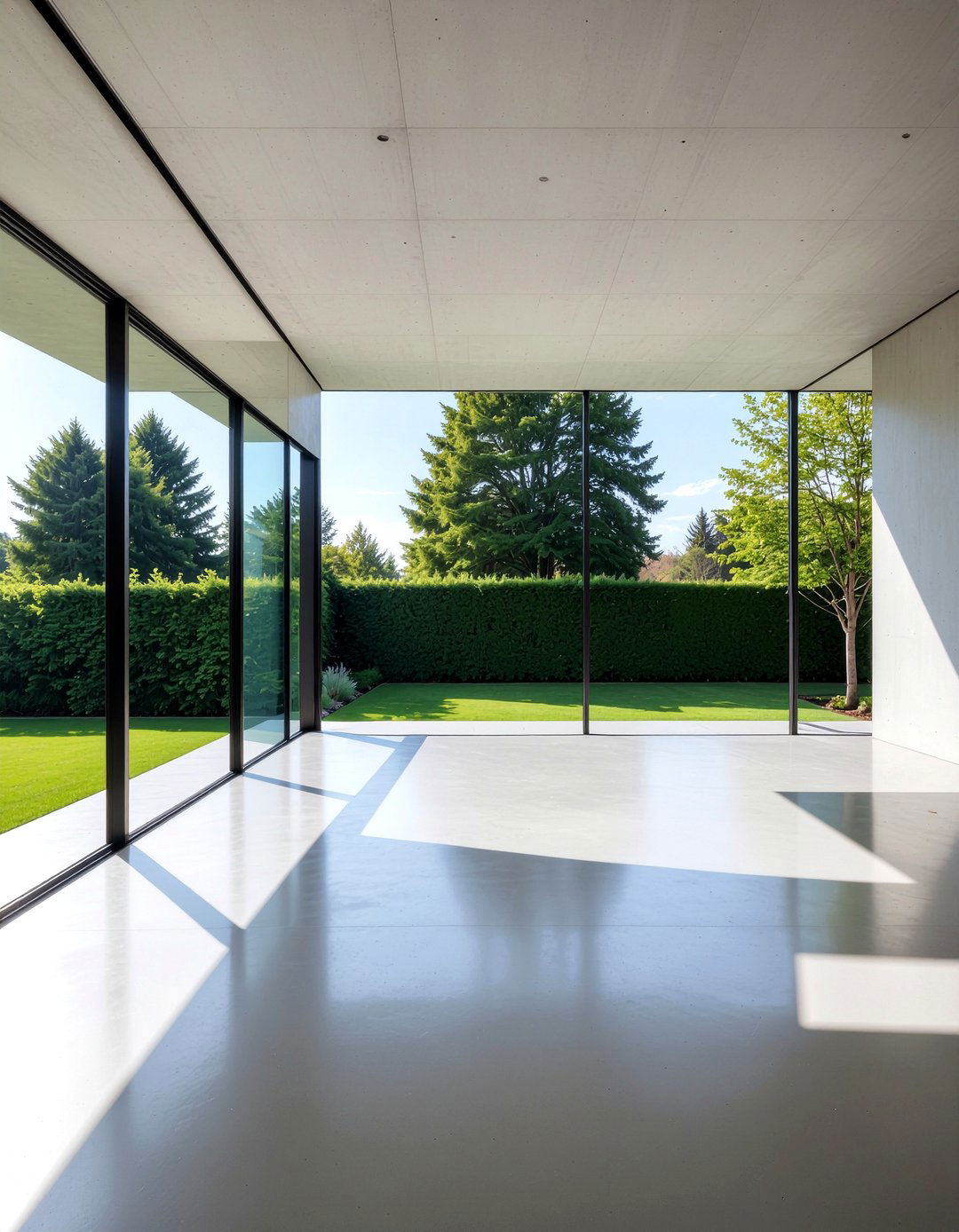 Concrete wall large windows - 30 concrete wall living room ideas