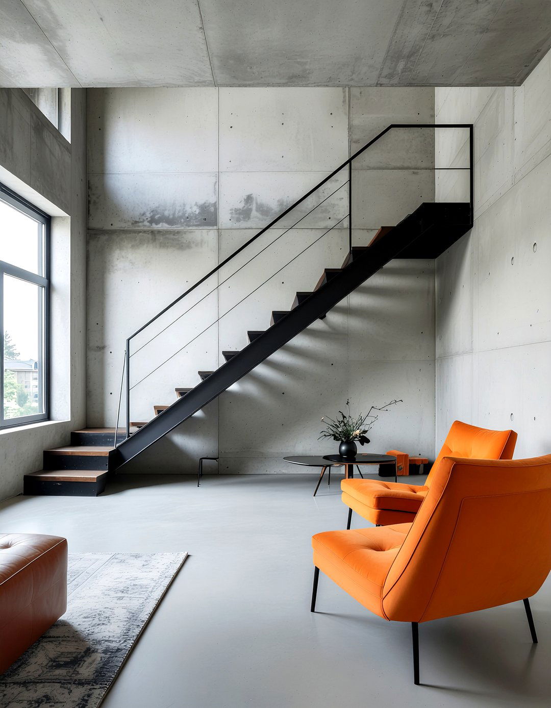 Concrete wall living room - 30 double height living room ideas