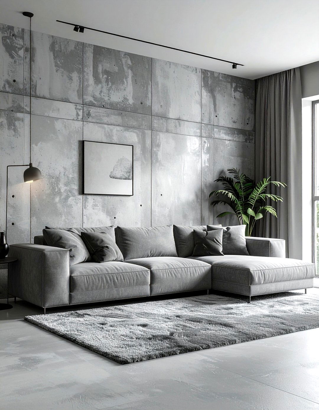 Concrete wall living room - 30 modern grey living room ideas
