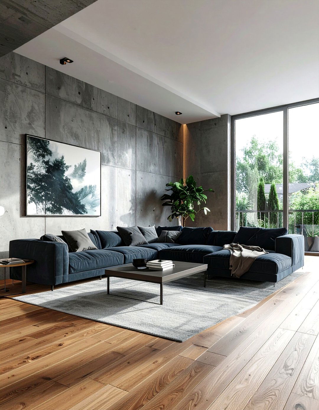 Concrete wall living room - 30 contemporary gray living room ideas
