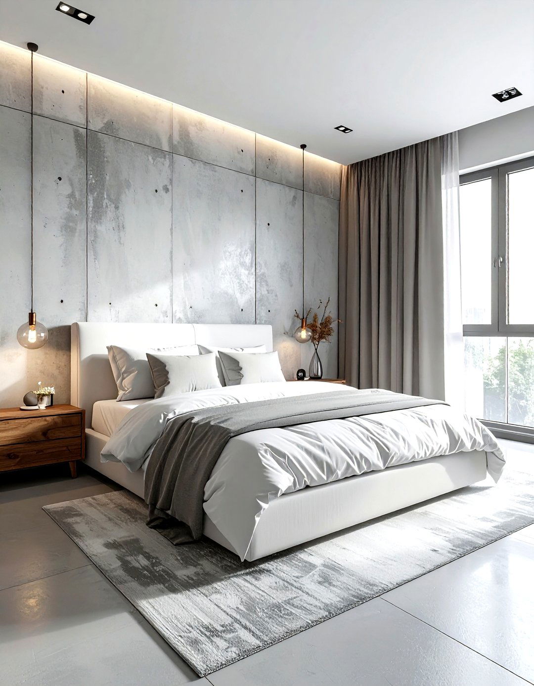 Concrete wall white bedroom - 30 industrial white bedroom ideas