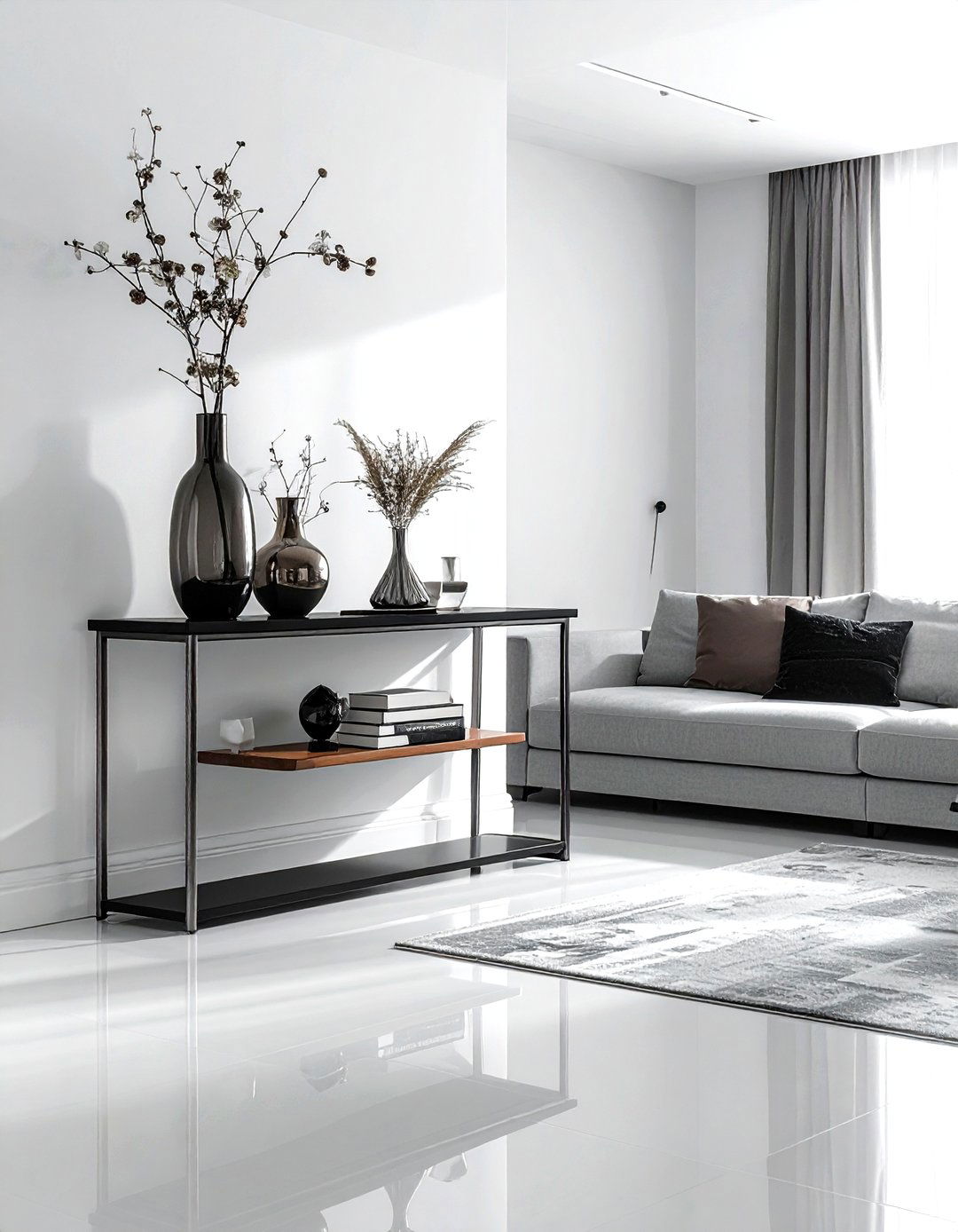 Console Table Divider - 30 living room partition ideas