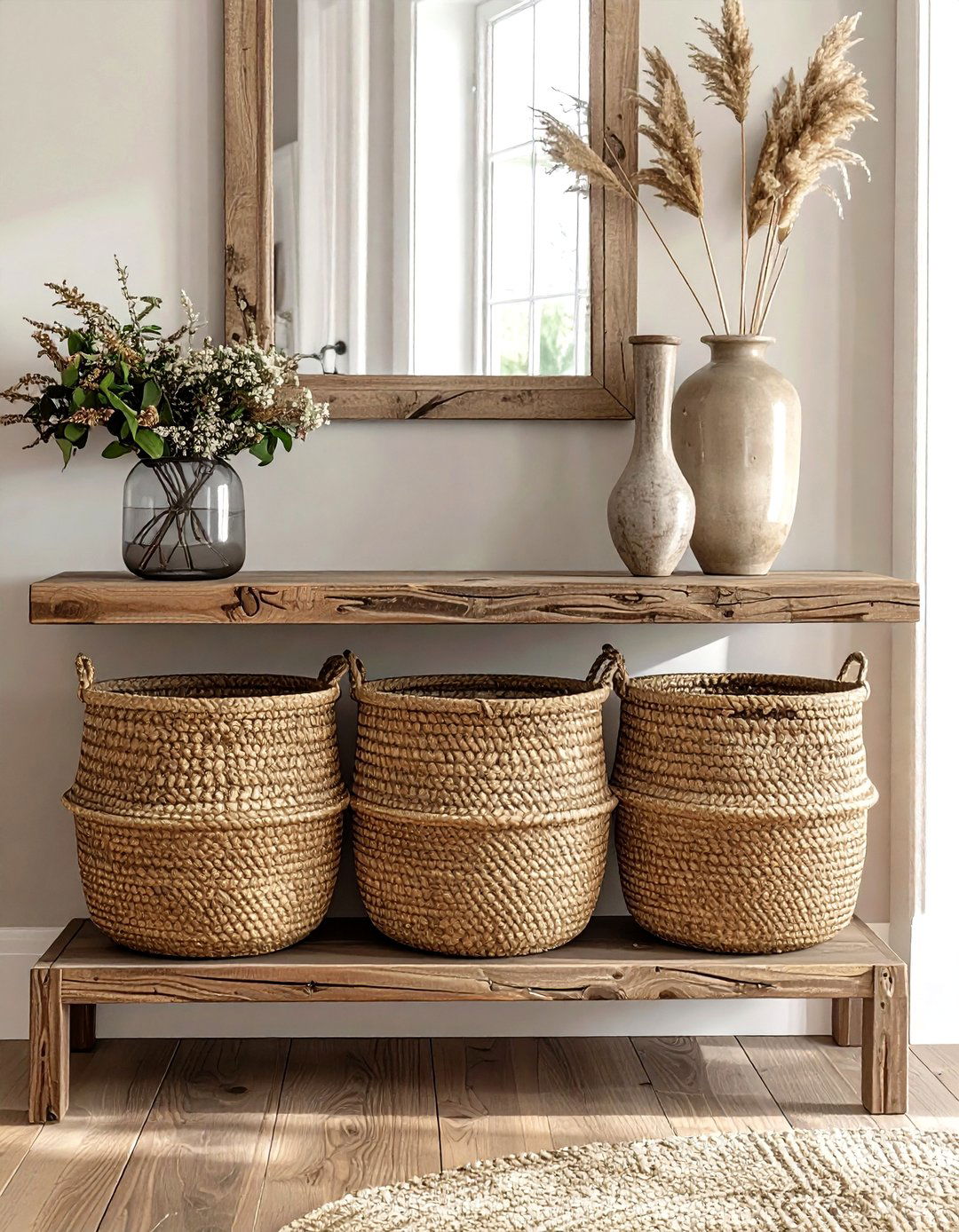 Console Table Storage - 30 woven basket ideas