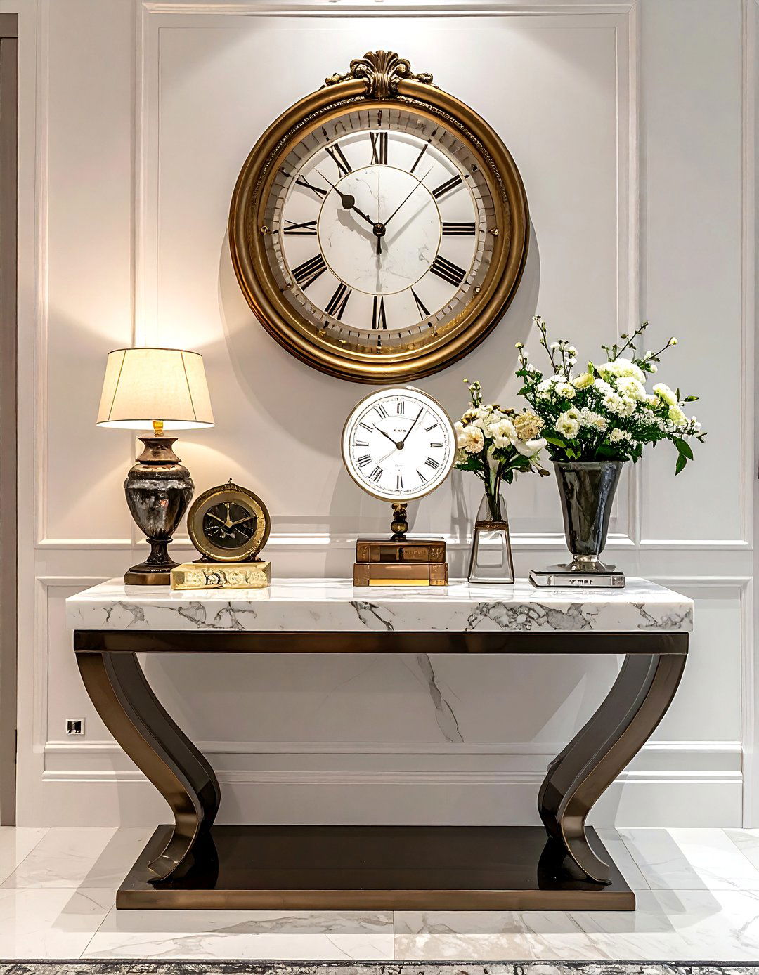 Console table for antique clocks - 30 heirloom display ideas