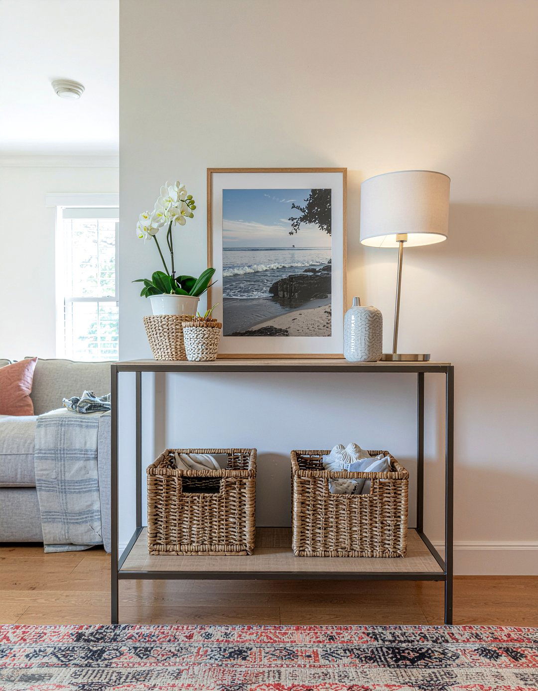 Console table storage - 30 living room storage ideas