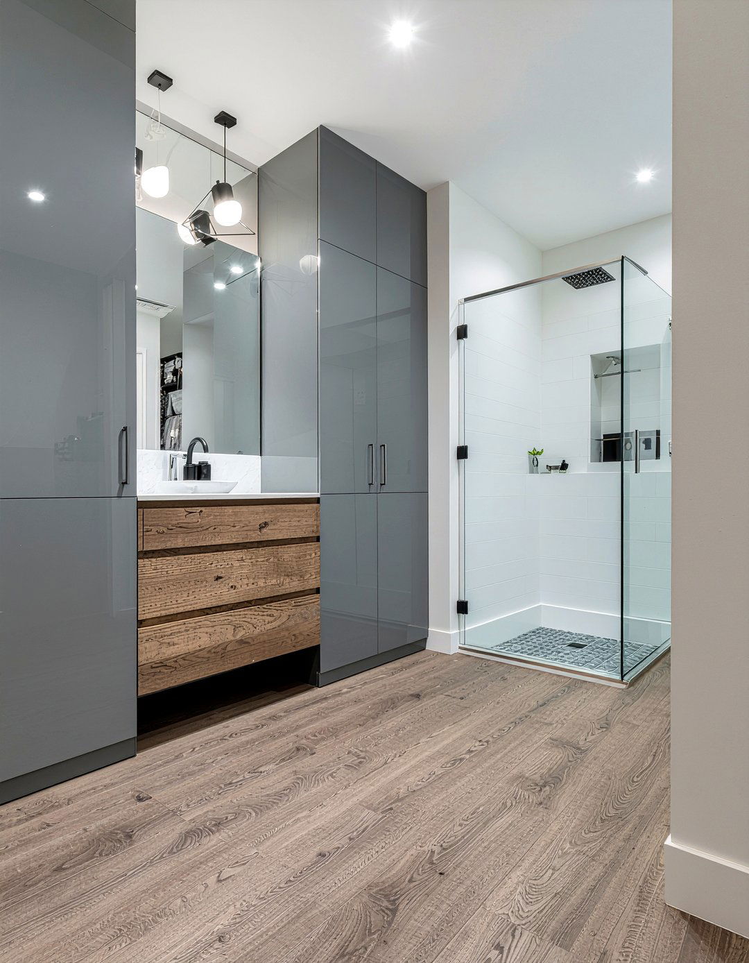 Contemporary Bathroom Closet - 30 master bathroom with walk-in closet ideas