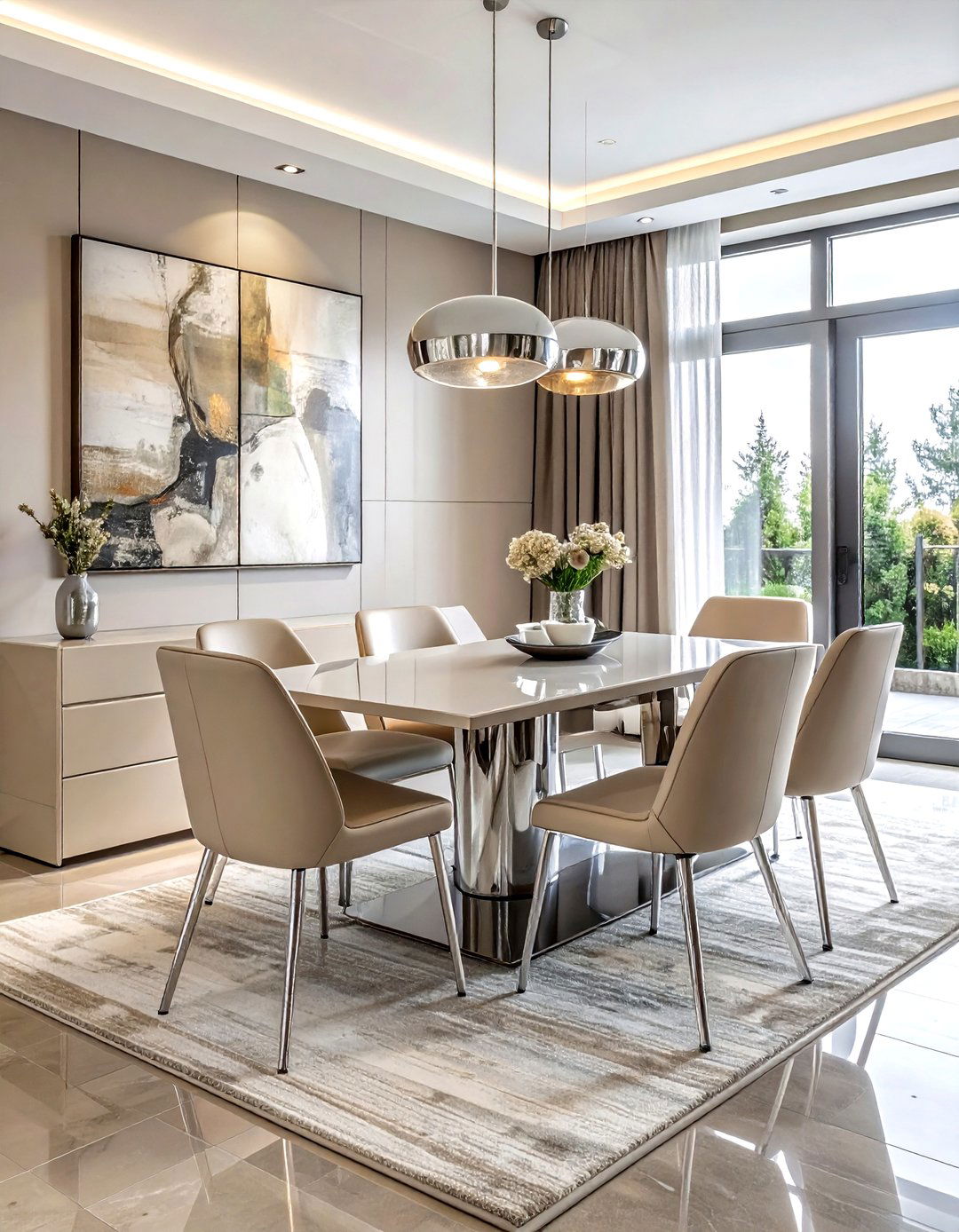 Contemporary Beige Dining Set - 30 beige dining room furniture ideas