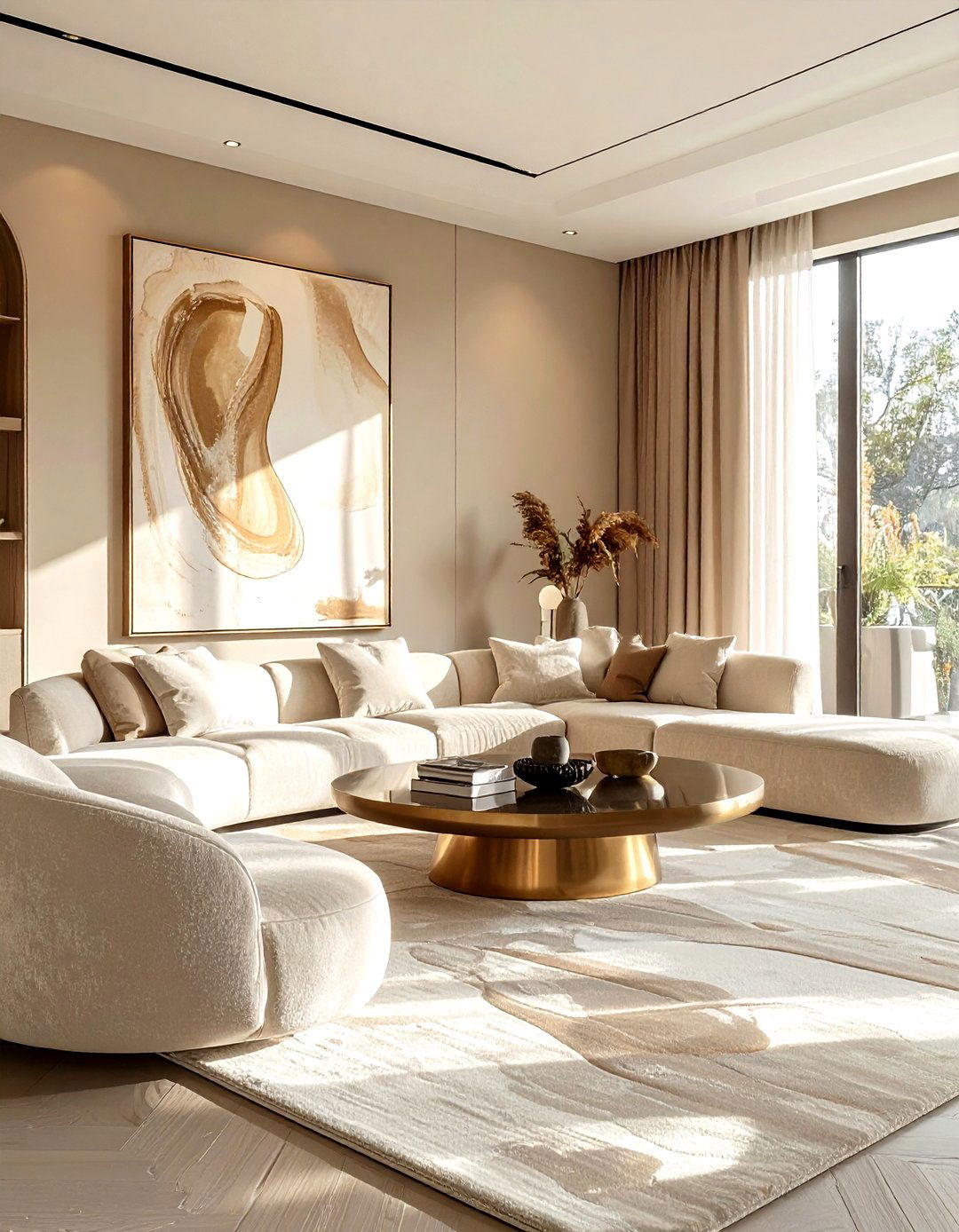 Contemporary Beige Living Room - 30 living room beige walls