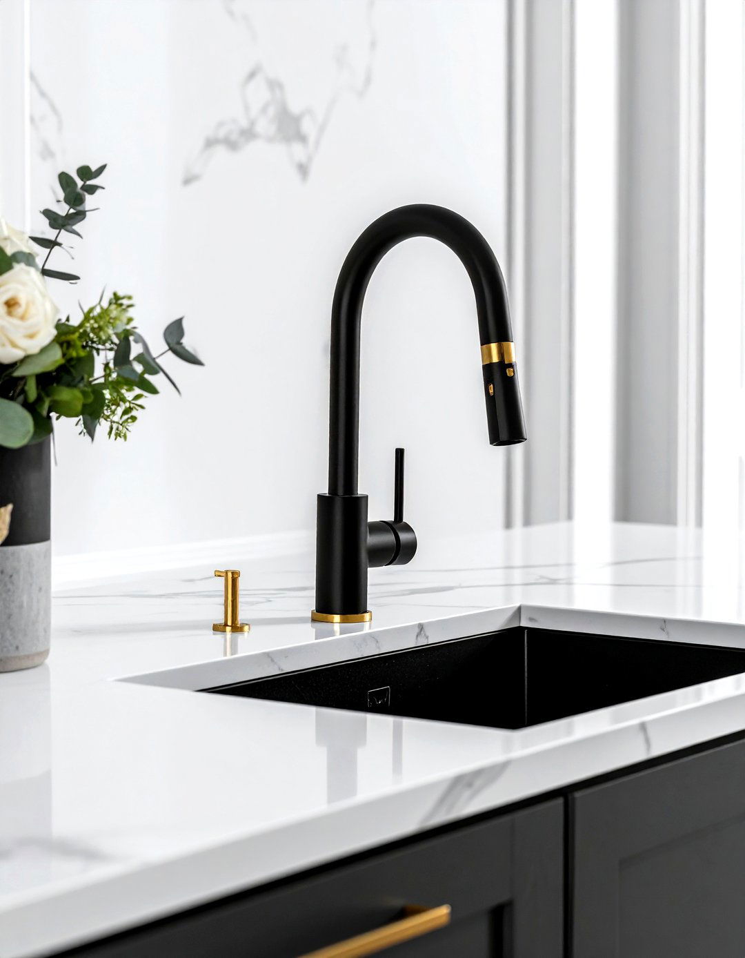 Contemporary Black And Gold Faucet - 30 touchless kitchen faucet ideas