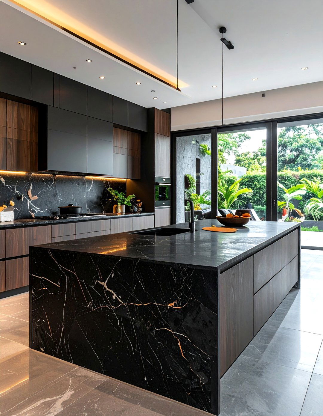 Contemporary Black Countertop Open Concept - 30 black countertop kitchen ideas