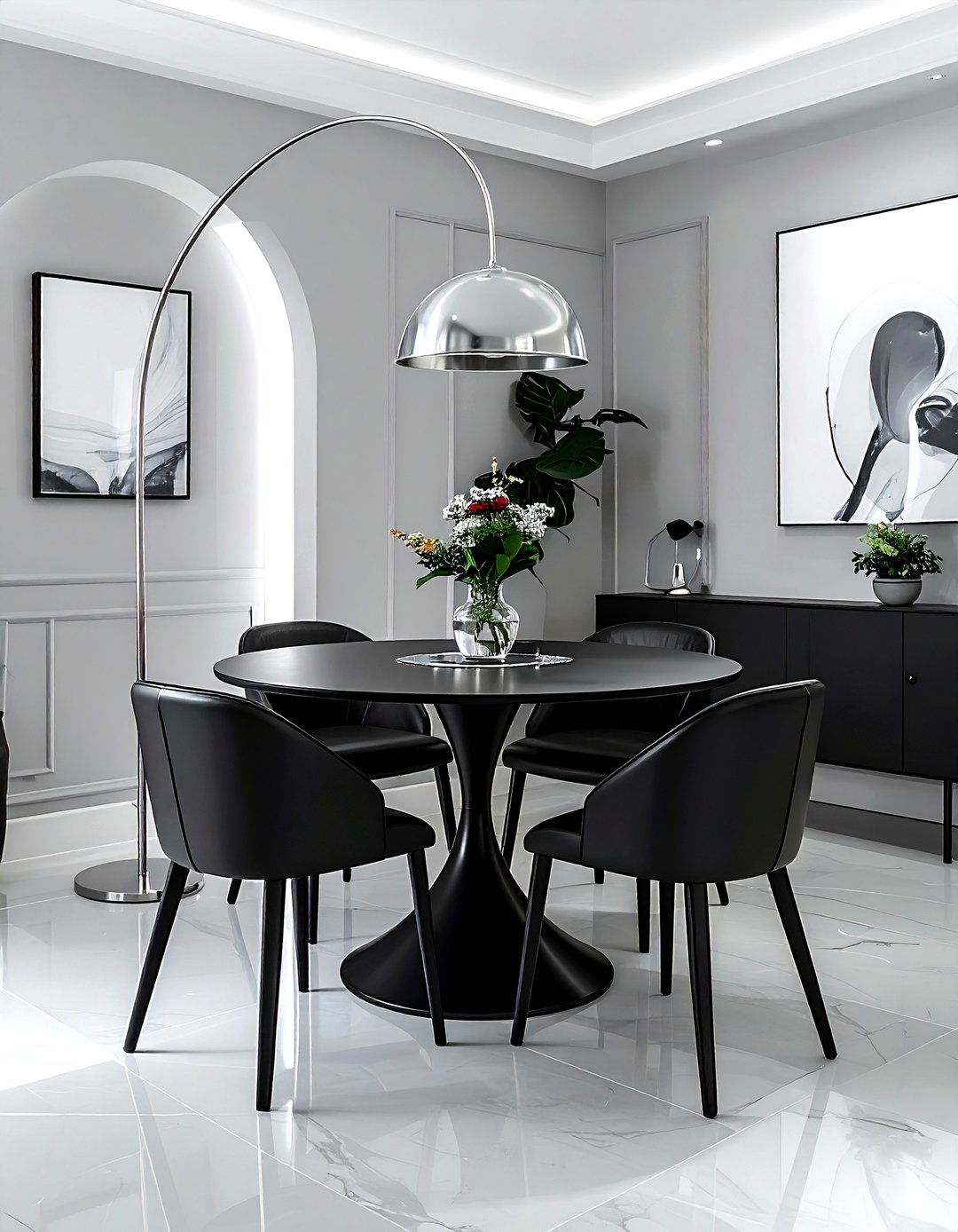 Contemporary Black Dining Nook - 30 corner dining area ideas
