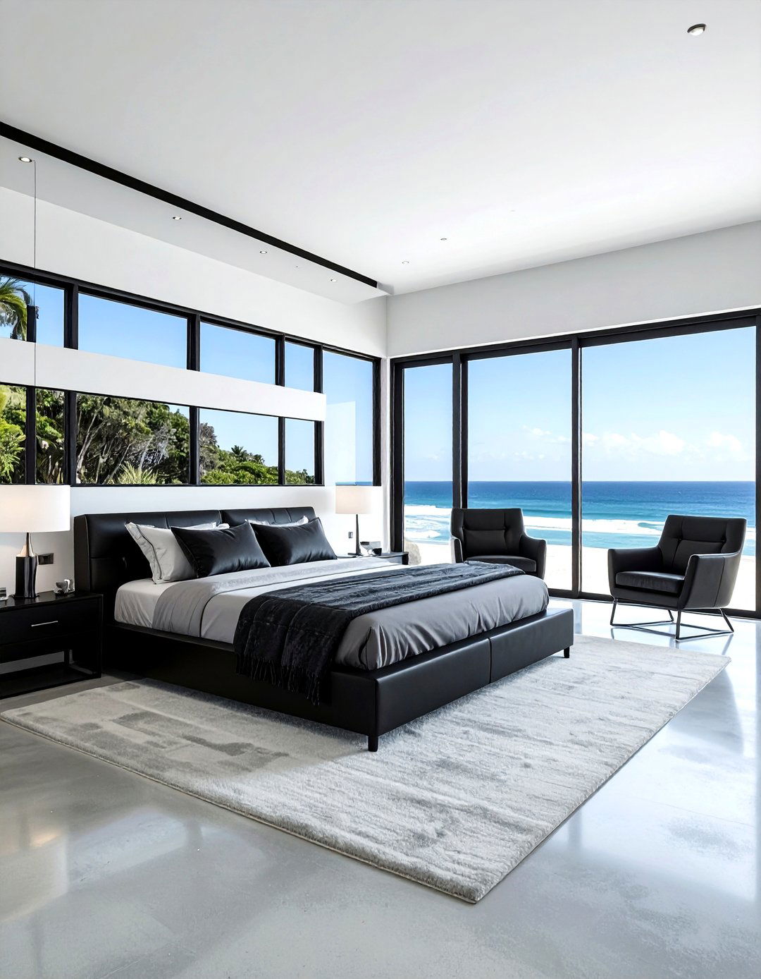 Contemporary Black Glass Coastal - 30 coastal black bedroom ideas