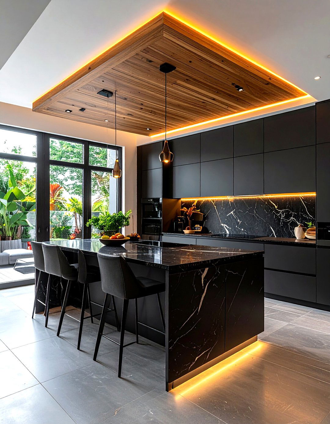 Contemporary Black Kitchen - 30 kitchen gut renovation ideas