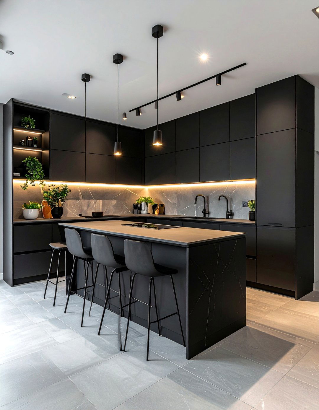 Contemporary Black Kitchen Cabinets - 30 black kitchen furniture ideas