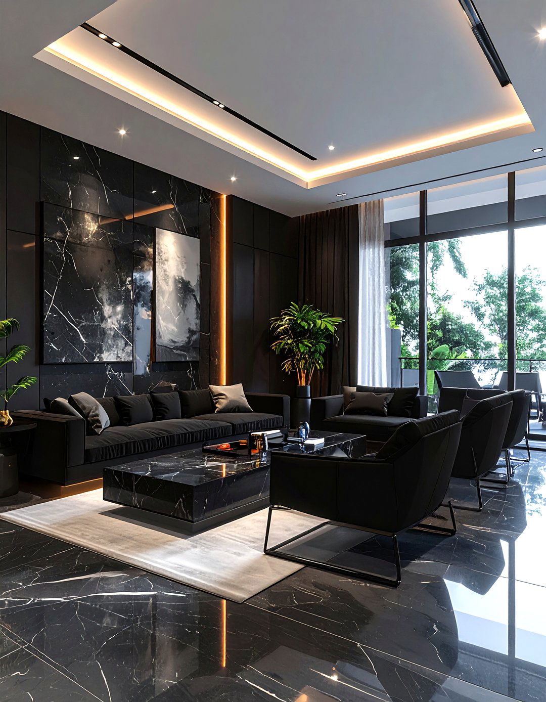 Contemporary Black Lounge - 30 black living room ideas