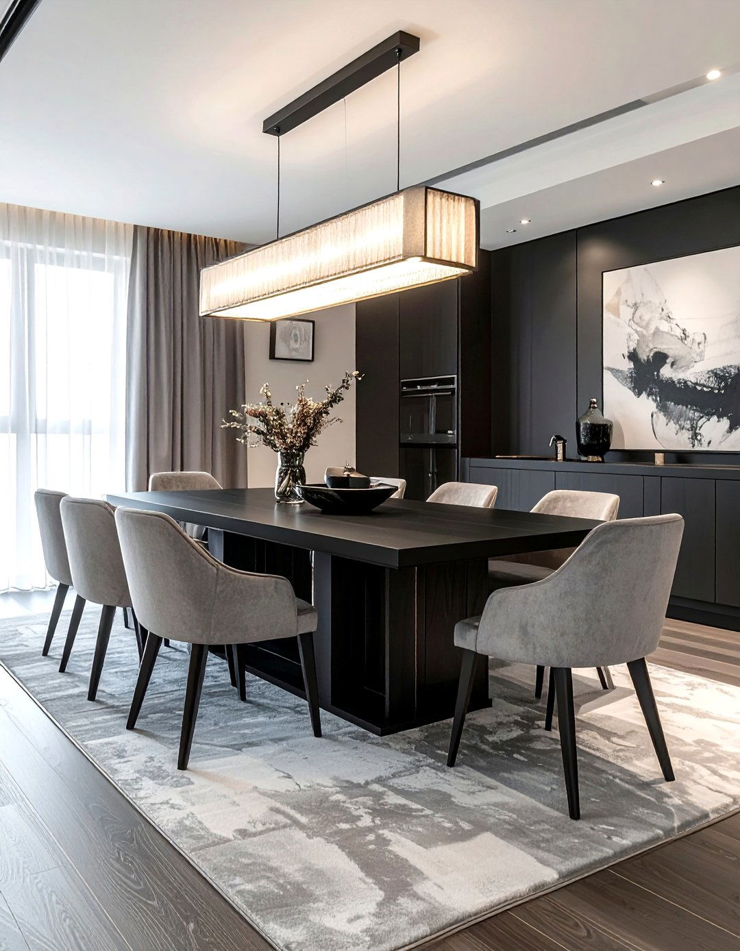 Contemporary Black Pedestal Table - 30 pedestal dining table ideas